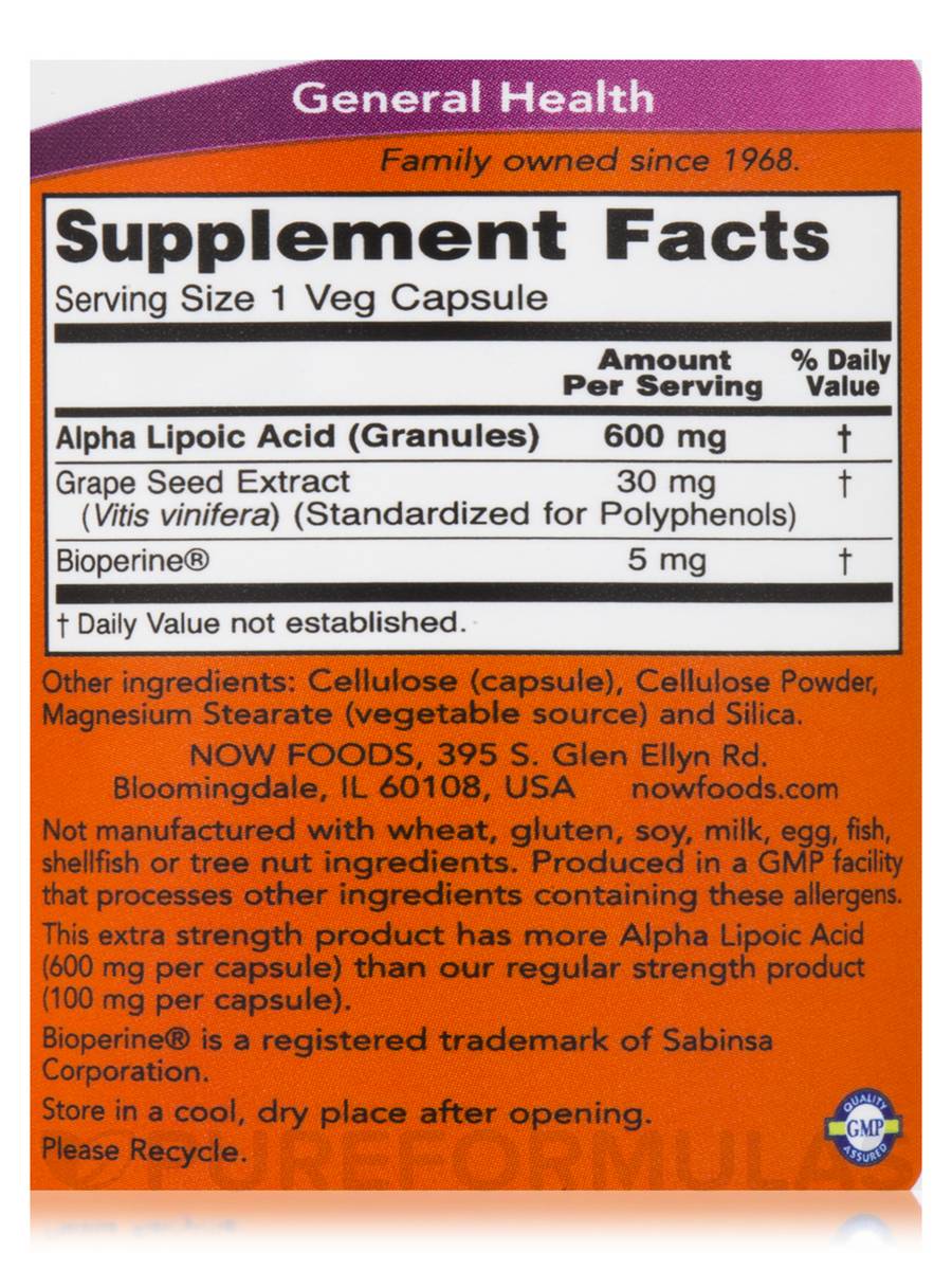 NOW Alpha Lipoic Acid 600 mg